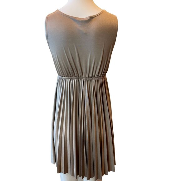Mai Tai Womens Pleated Mini Dress D3287CA Tie Waist Square Neck Brown SZ Medium - Picture 2 of 5